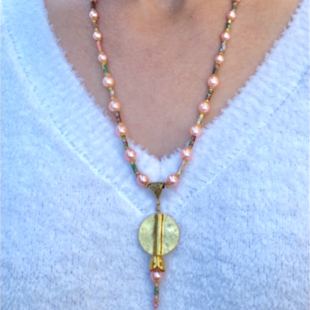 FABERGE Style Cloisonné Beaded Necklace & Earrings Set. One of a kind!